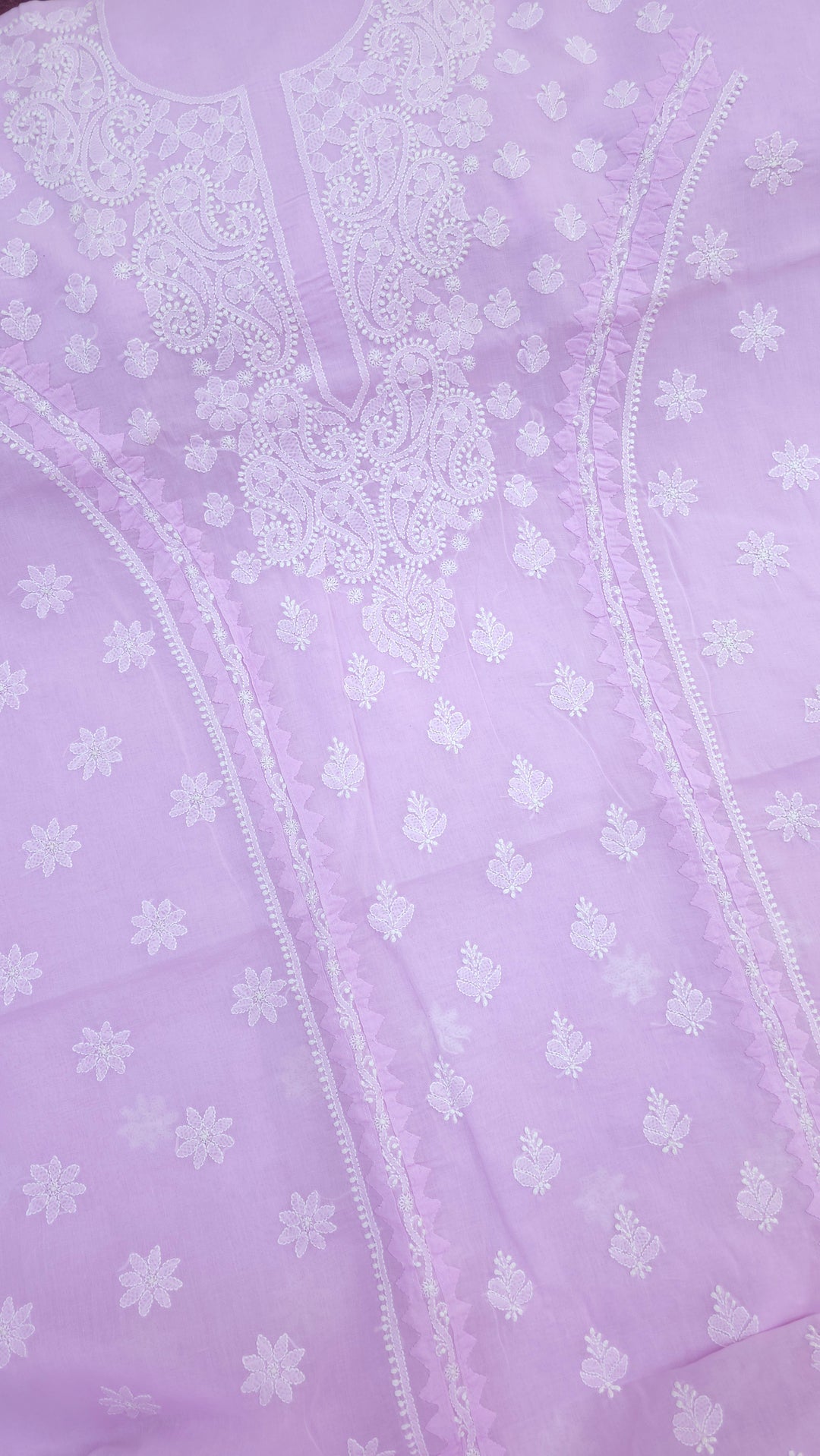 Darz Lucknowi Chikankari  Dress Material – Handmade Cotton Suit with Chiffon Dupatta