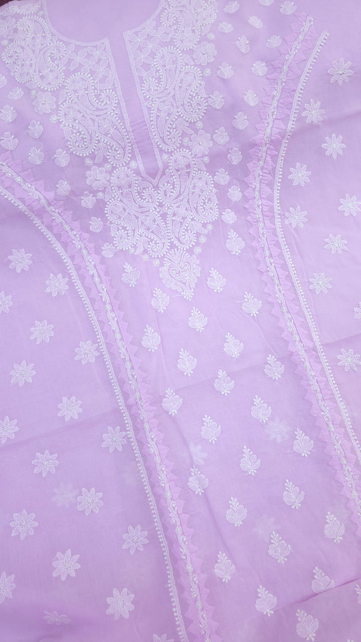Darz Lucknowi Chikankari  Dress Material – Handmade Cotton Suit with Chiffon Dupatta