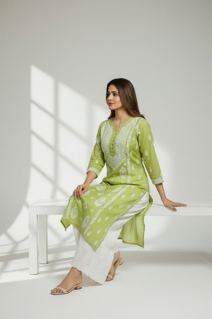 Pure Muslin Chikankari Kurti