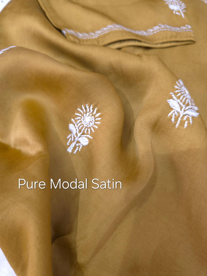 Women's Modal Satin Chikankari Top – Authentic 2 Taar Hand Embroidery