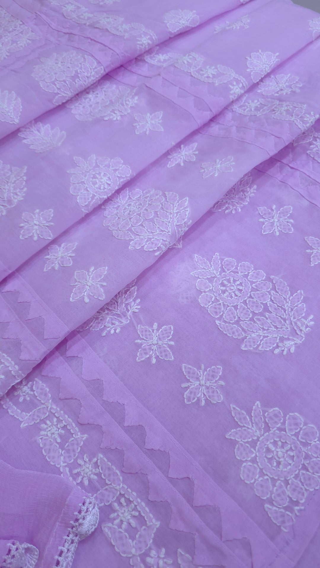 Darz Lucknowi Chikankari  Dress Material – Handmade Cotton Suit with Chiffon Dupatta