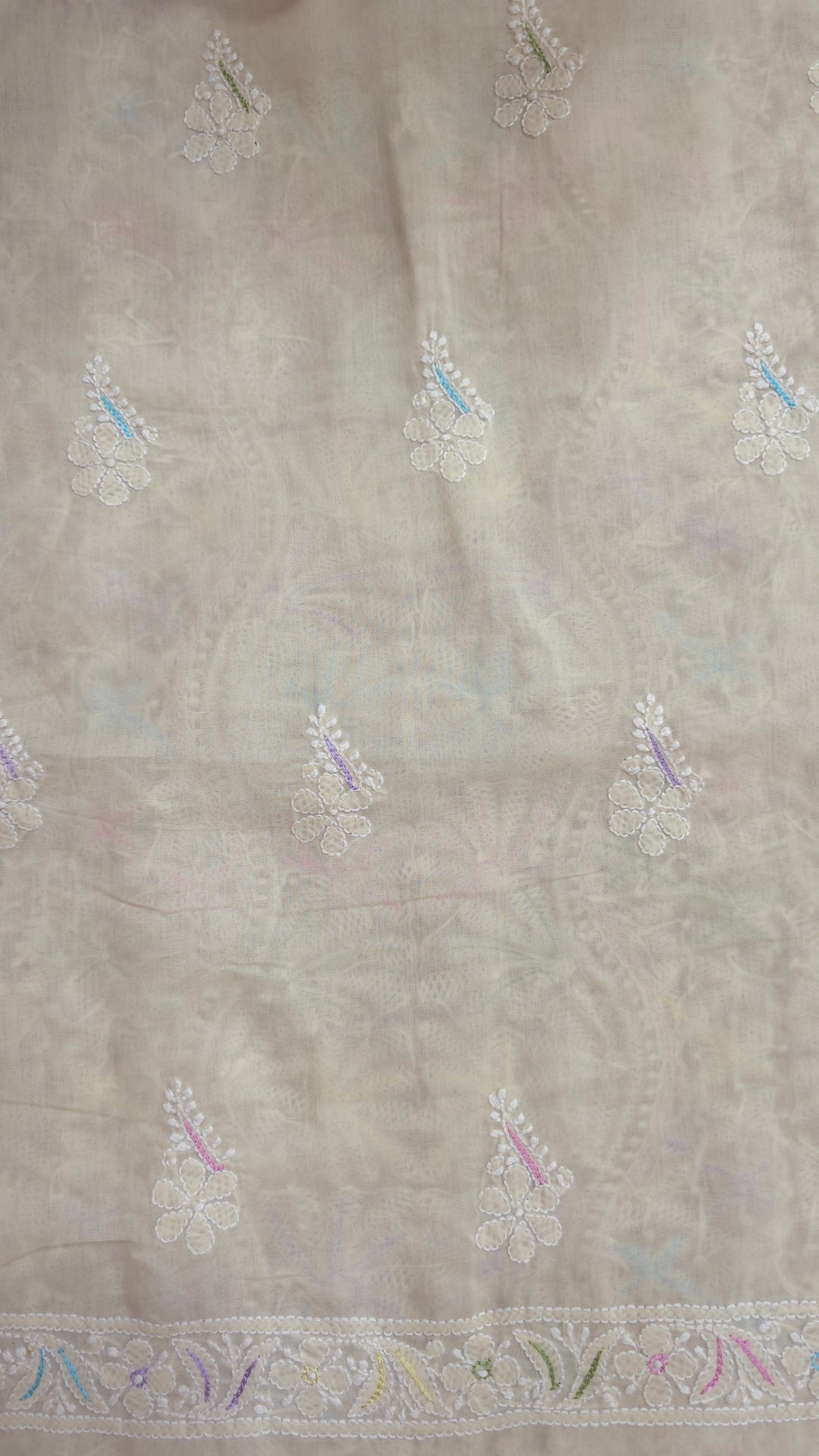 Nafasat Cotton Resham Neckline chikankari dress material