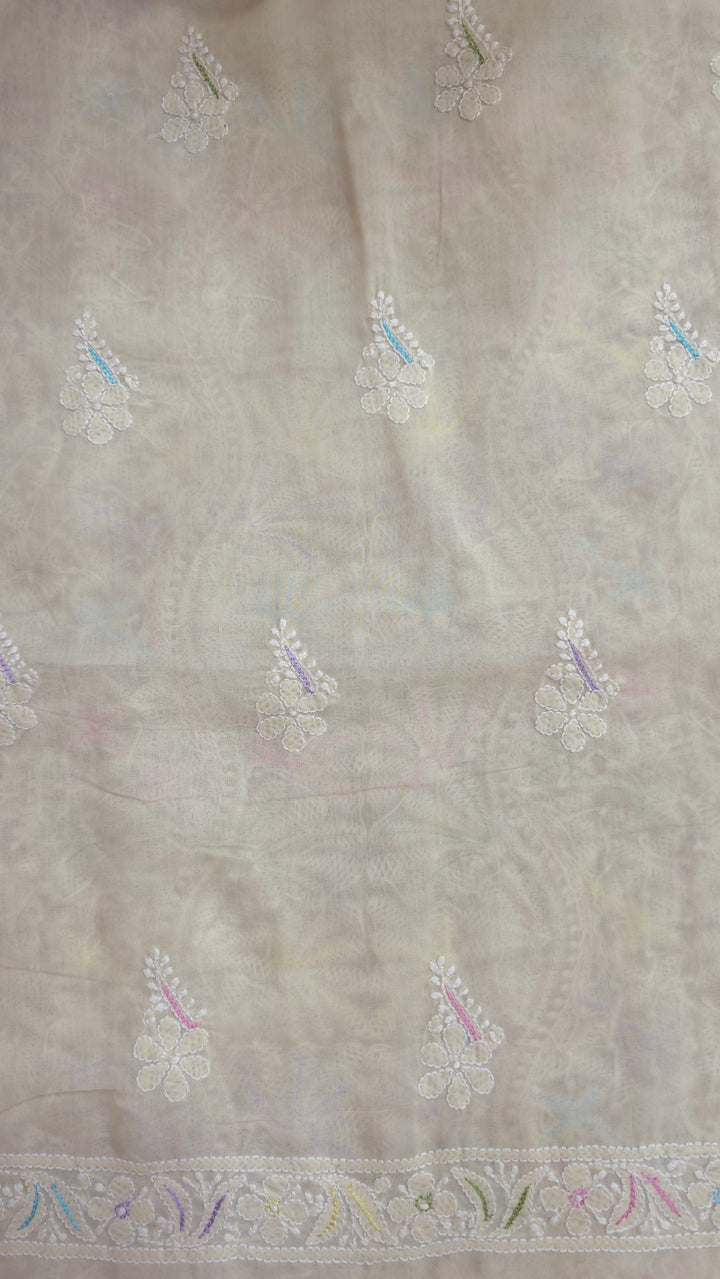 Nafasat Cotton Resham Neckline chikankari dress material
