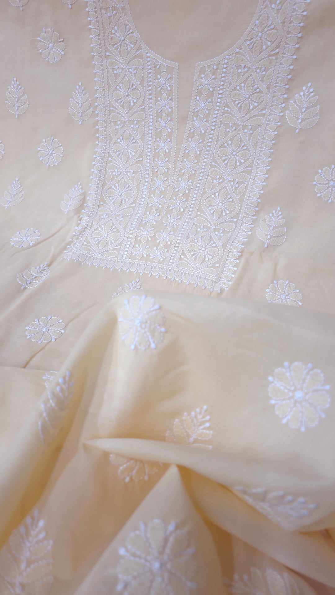 Paridhan Chikan Premium Handcrafted Chikankari Cotton Suit Set | Unstitched Dress Material with Chiffon Dupatta | Made in Lucknow