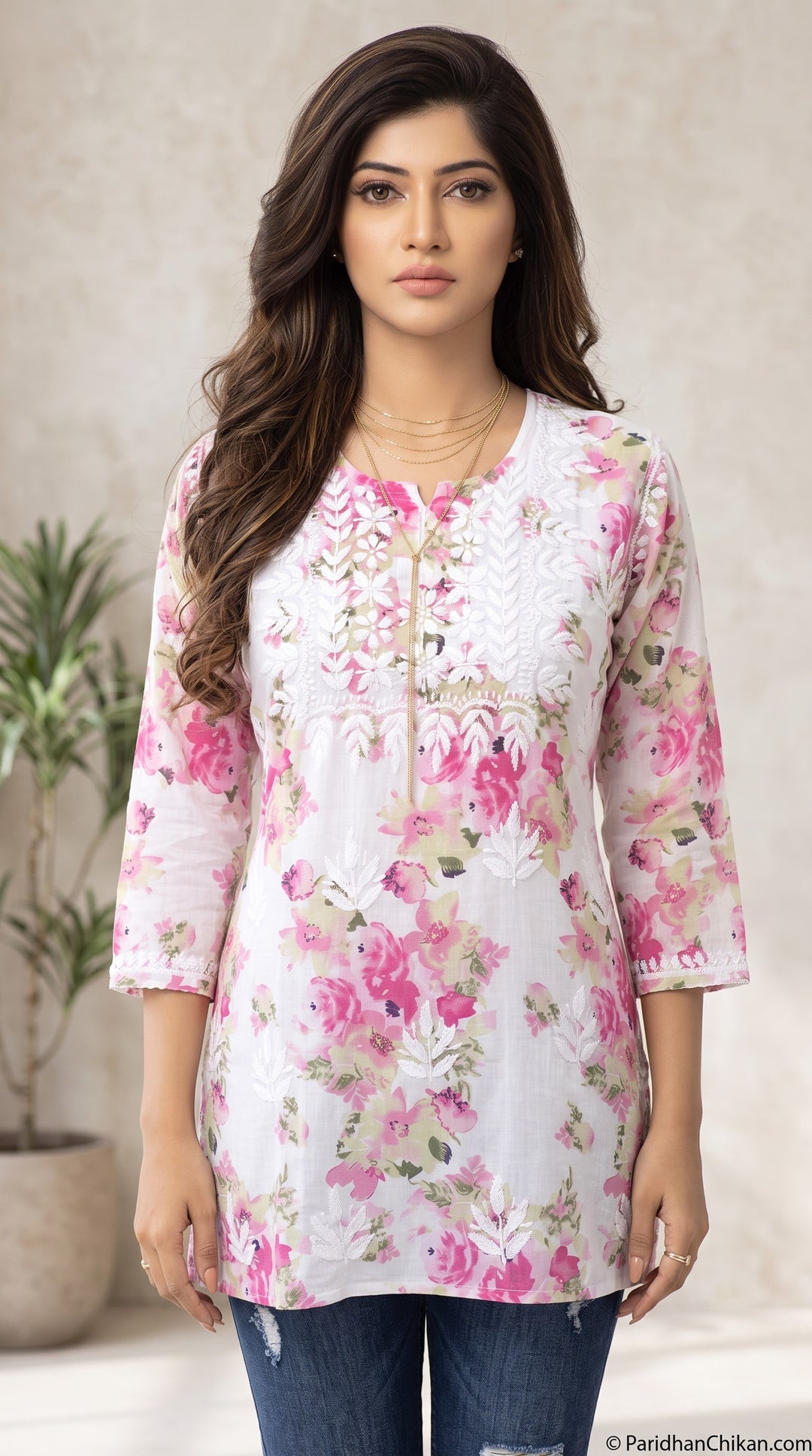 Myra Pure Mul Cotton Chikankari Top for Women | Hand Embroidered Lucknowi Cotton Top | Paridhan Chikan