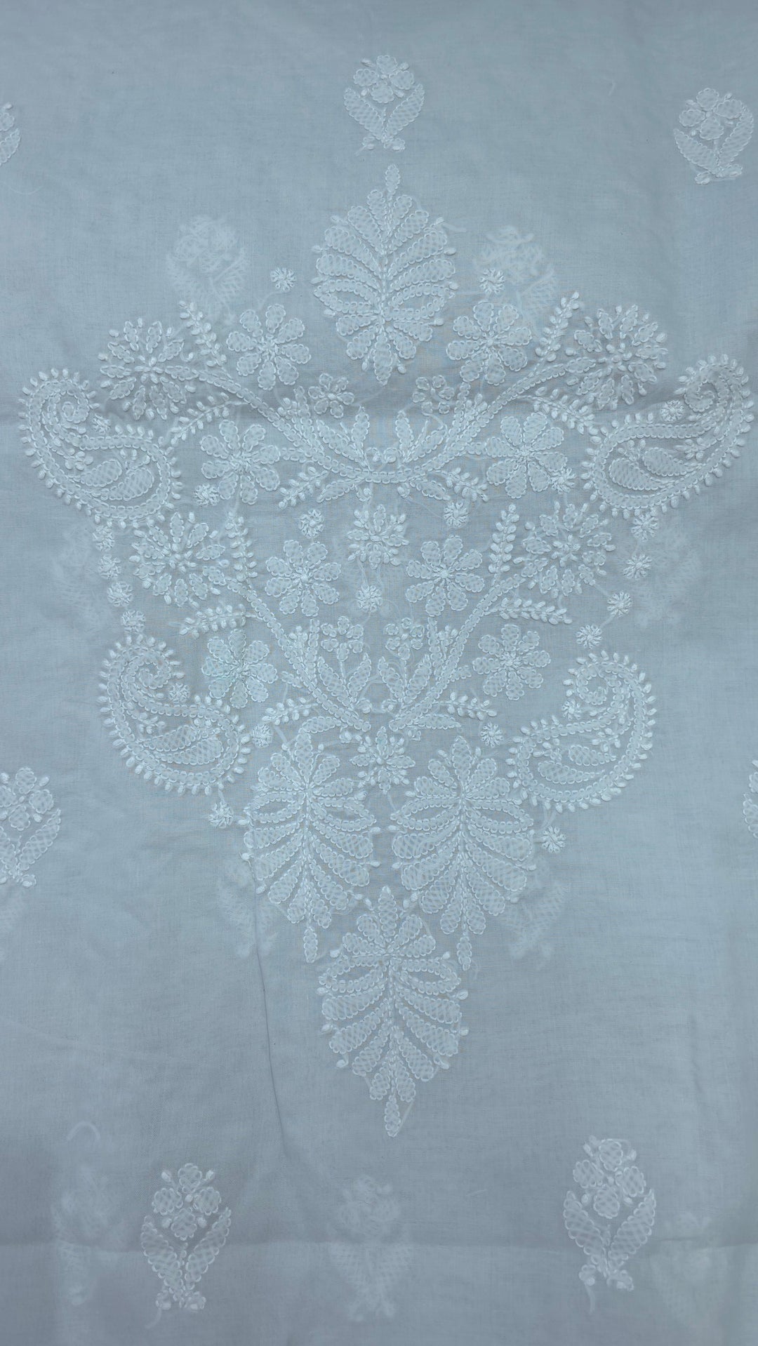 " Lucknowi Chikankari Unstitched Cotton Suit Set – Kurta, Bottom & Dupatta by Paridhan Chikan" (Copy)