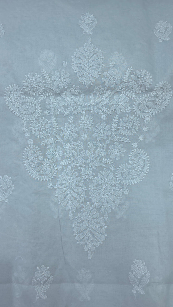 " Lucknowi Chikankari Unstitched Cotton Suit Set – Kurta, Bottom & Dupatta by Paridhan Chikan" (Copy)