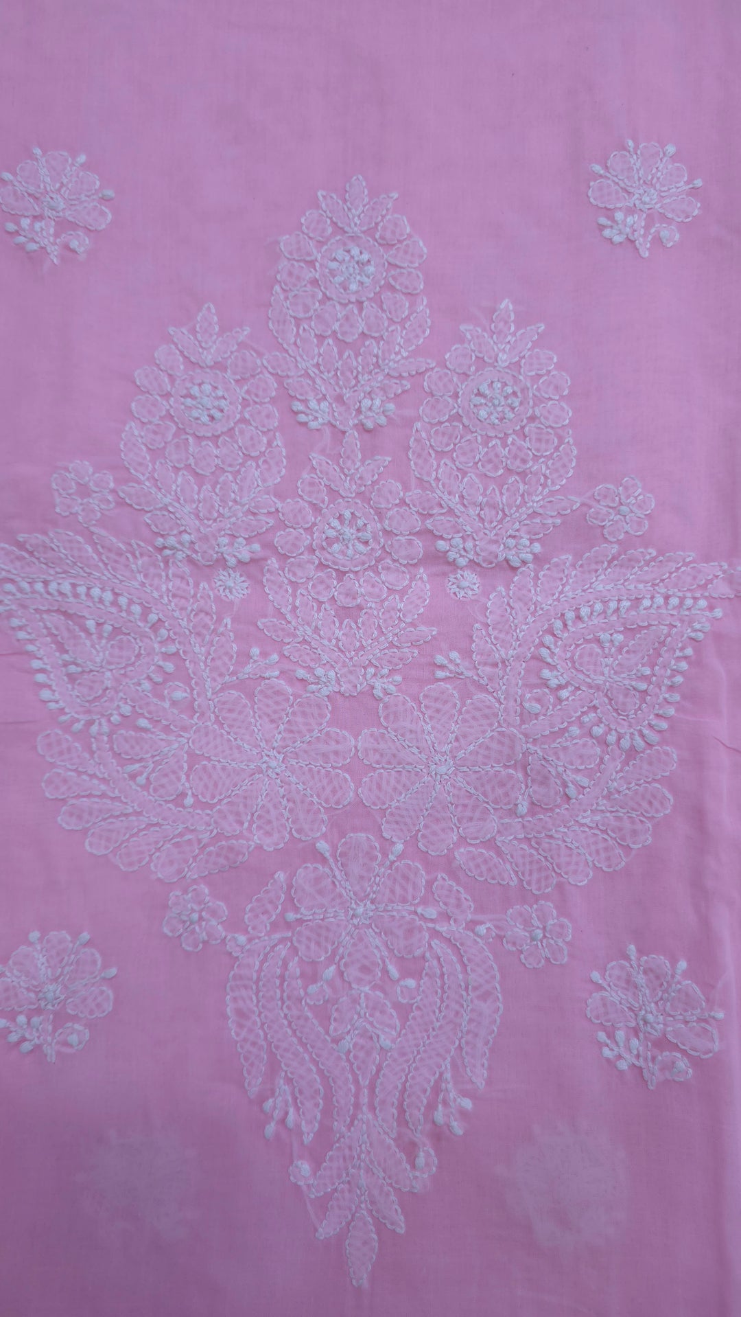 Darz Lucknowi Chikankari  Dress Material – Handmade Cotton Suit with Chiffon Dupatta