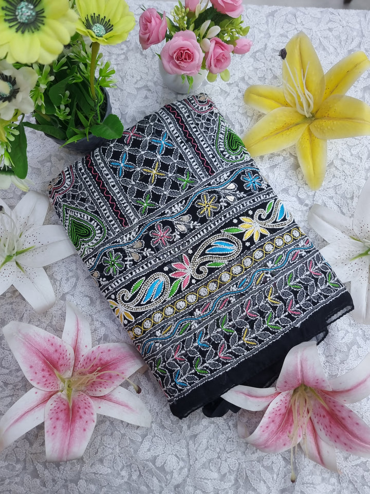 Georgette Chikankari Dress Material Resham Aari Work