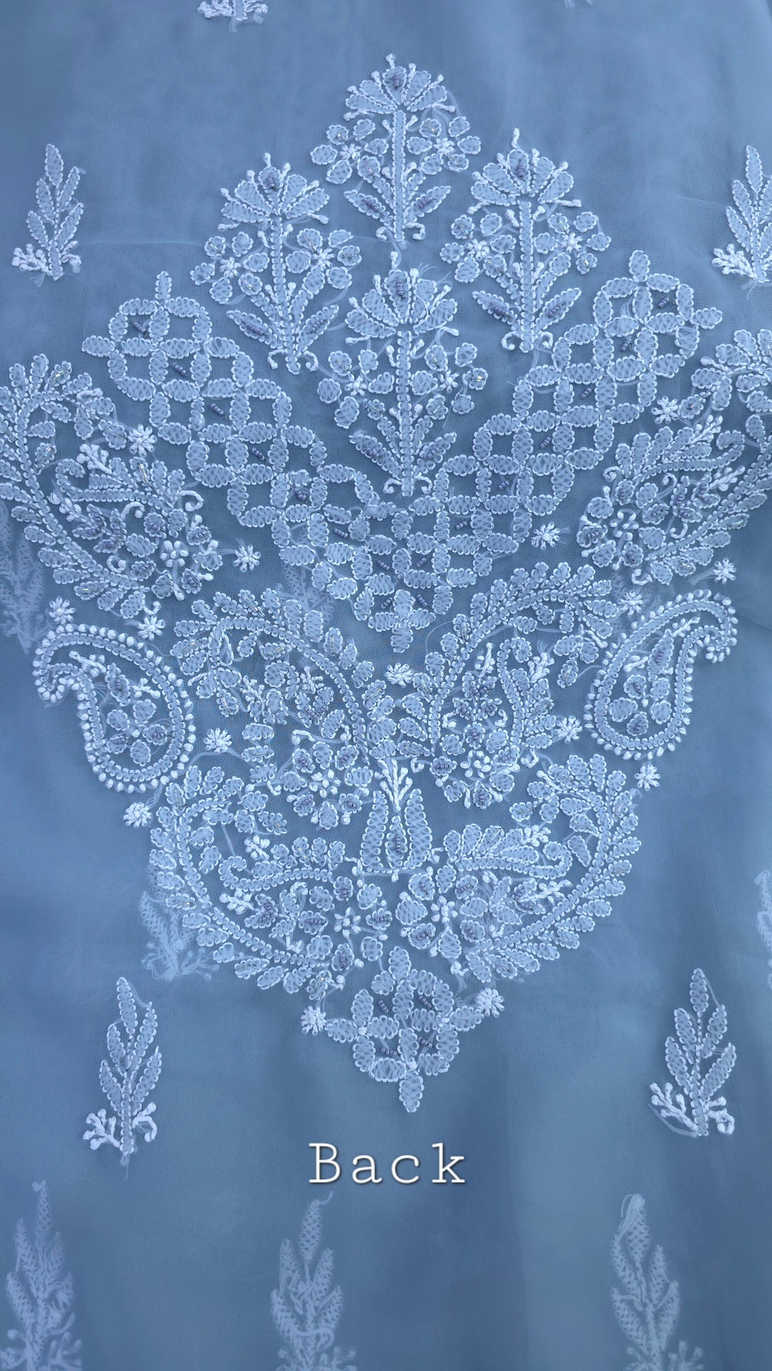 Alina Heavy Embellished Georgette Chikankari Unstitched Dress Material | Cutdana Handwork