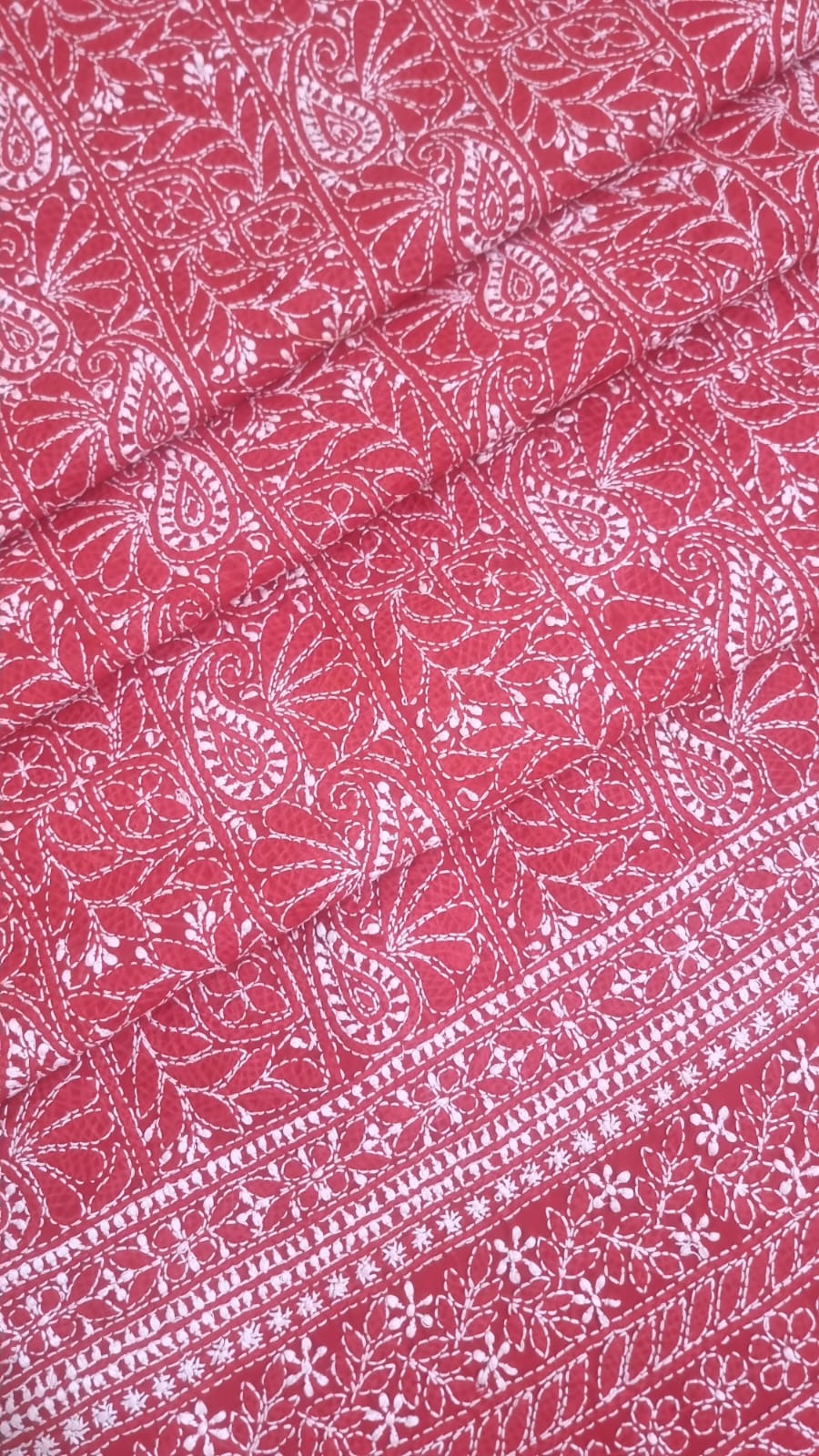 " Lucknowi Chikankari Unstitched Cotton Suit Set – Kurta, Bottom & Dupatta by Paridhan Chikan"
