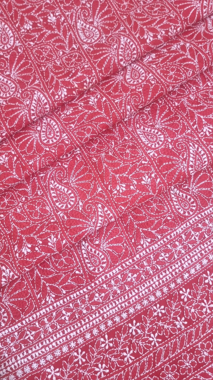 " Lucknowi Chikankari Unstitched Cotton Suit Set – Kurta, Bottom & Dupatta by Paridhan Chikan"