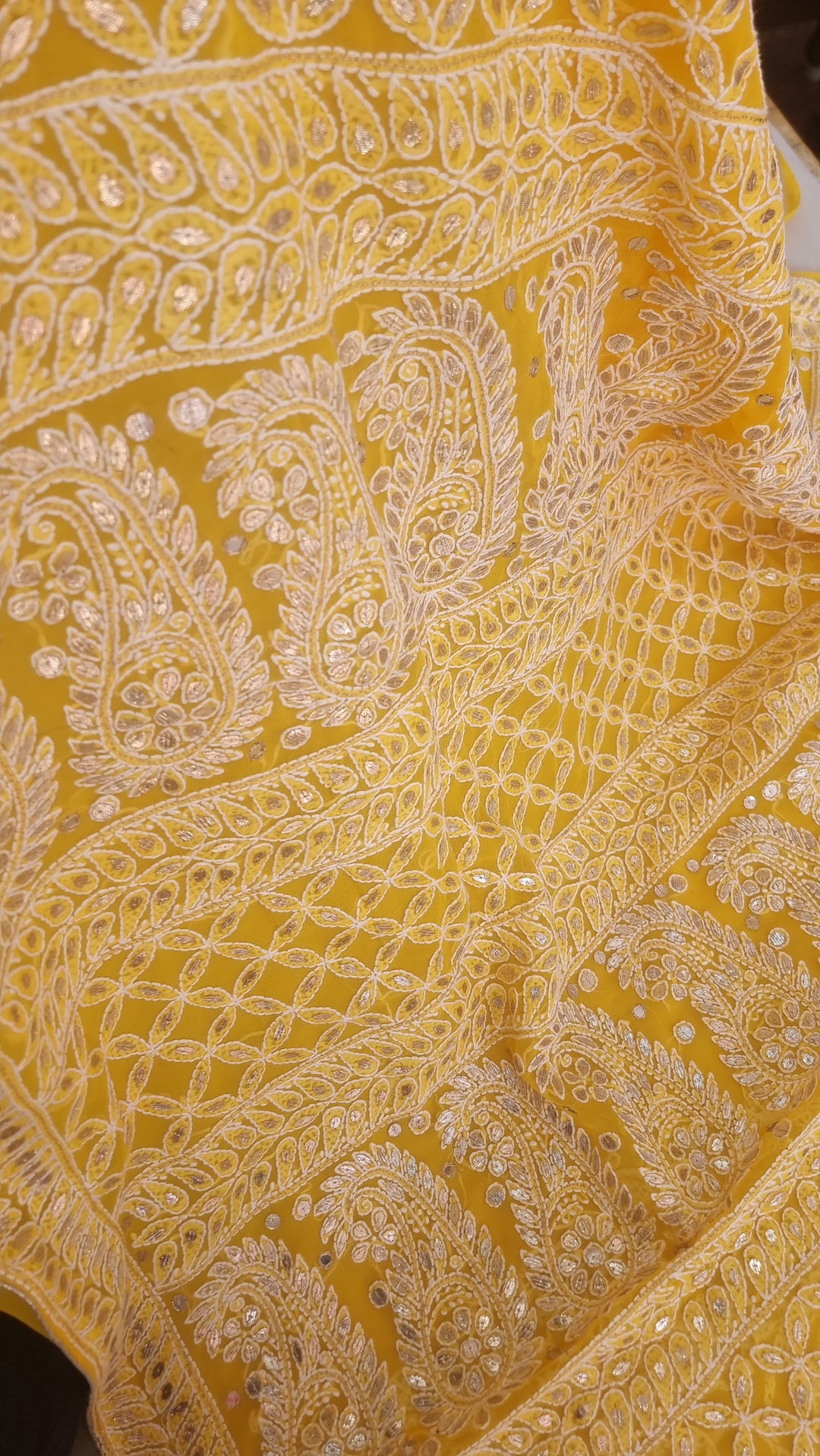 Georgette Chikankari Saree - yellow