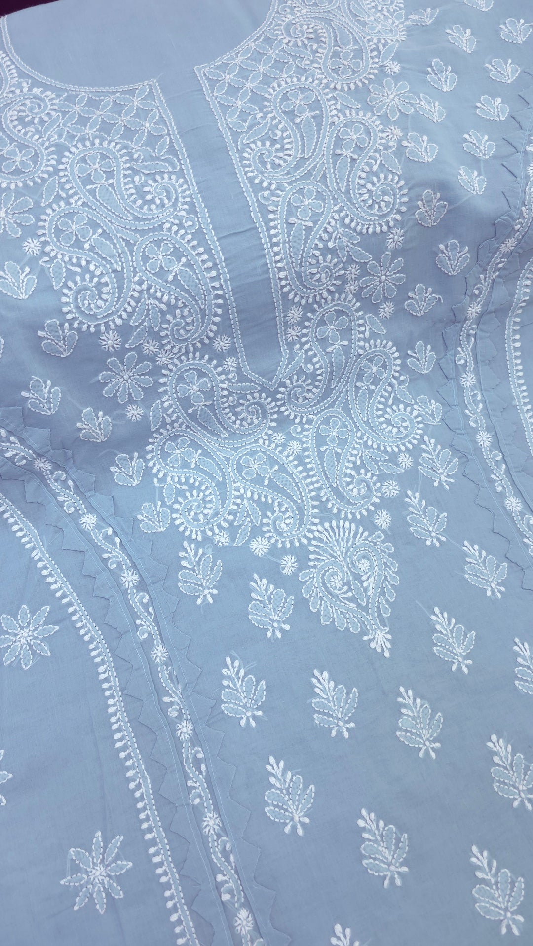 Darz Lucknowi Chikankari  Dress Material – Handmade Cotton Suit with Chiffon Dupatta
