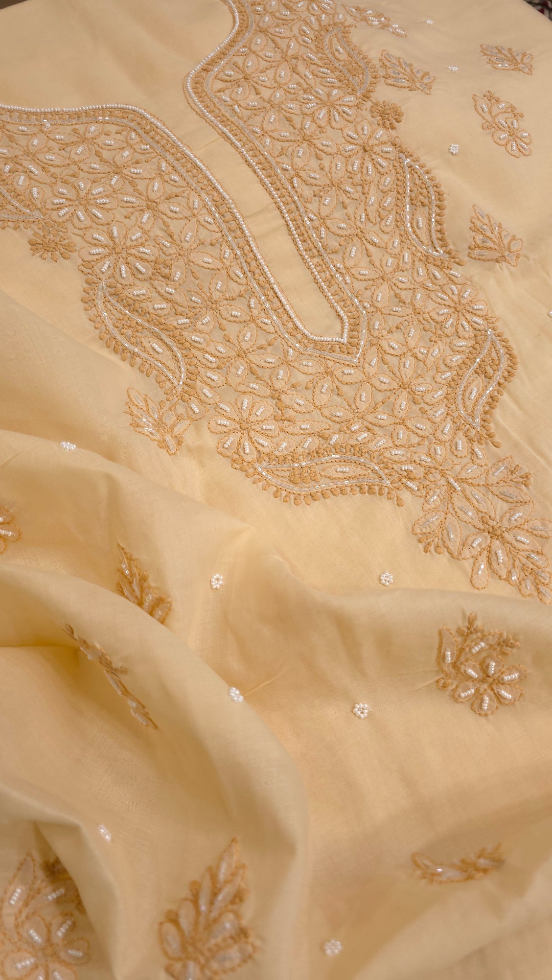 Pearl Chikankari Cotton Dress Material | Paridhan Chikan