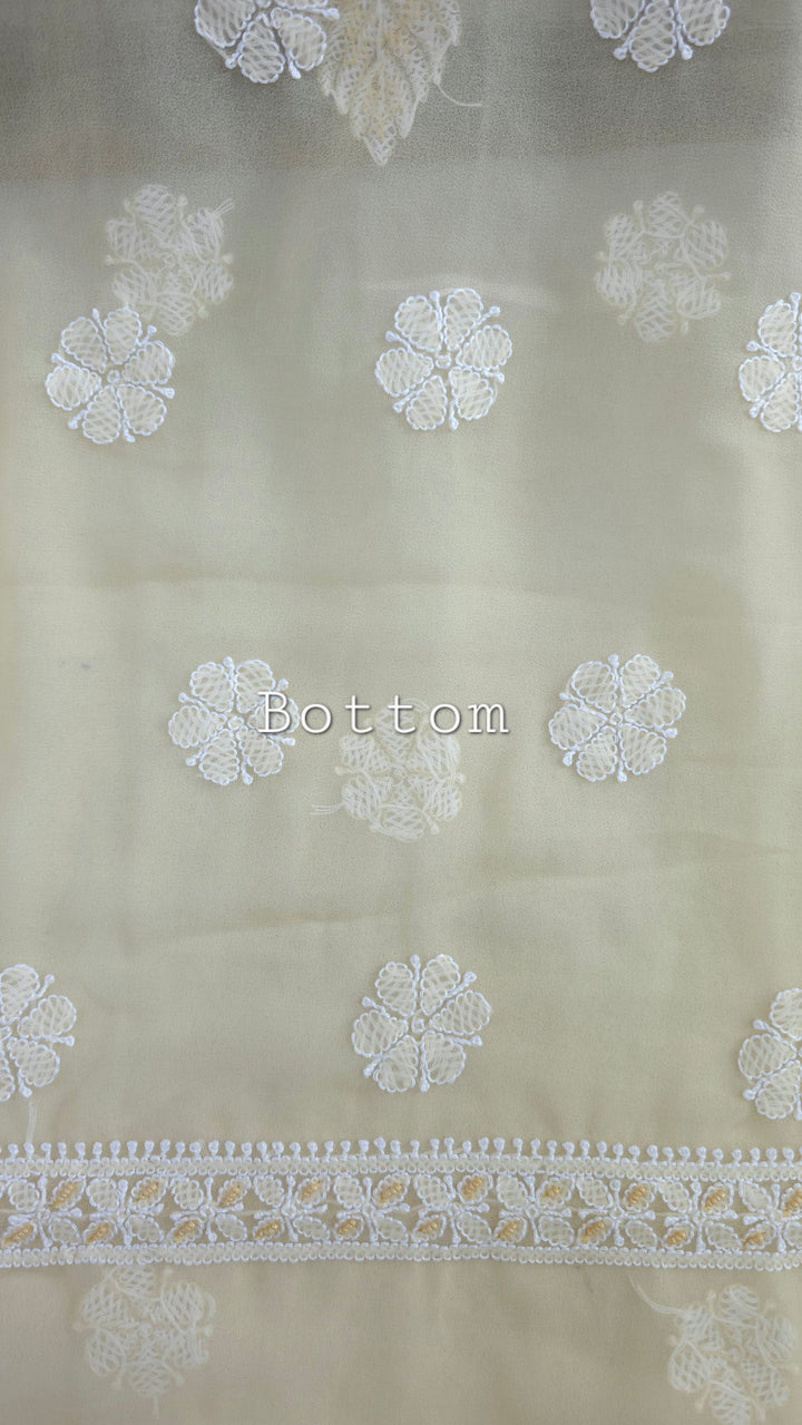 Alina Heavy Embellished Georgette Chikankari Unstitched Dress Material | Cutdana Handwork