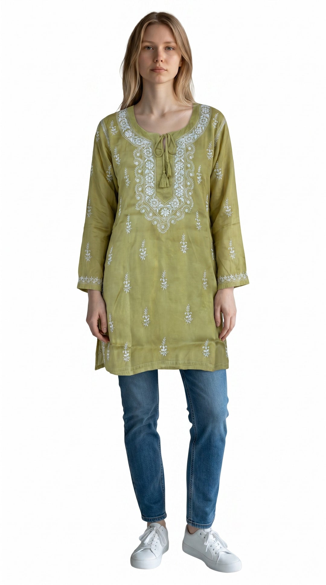 Women's Modal Satin Chikankari Top – Authentic 2 Taar Hand Embroidery