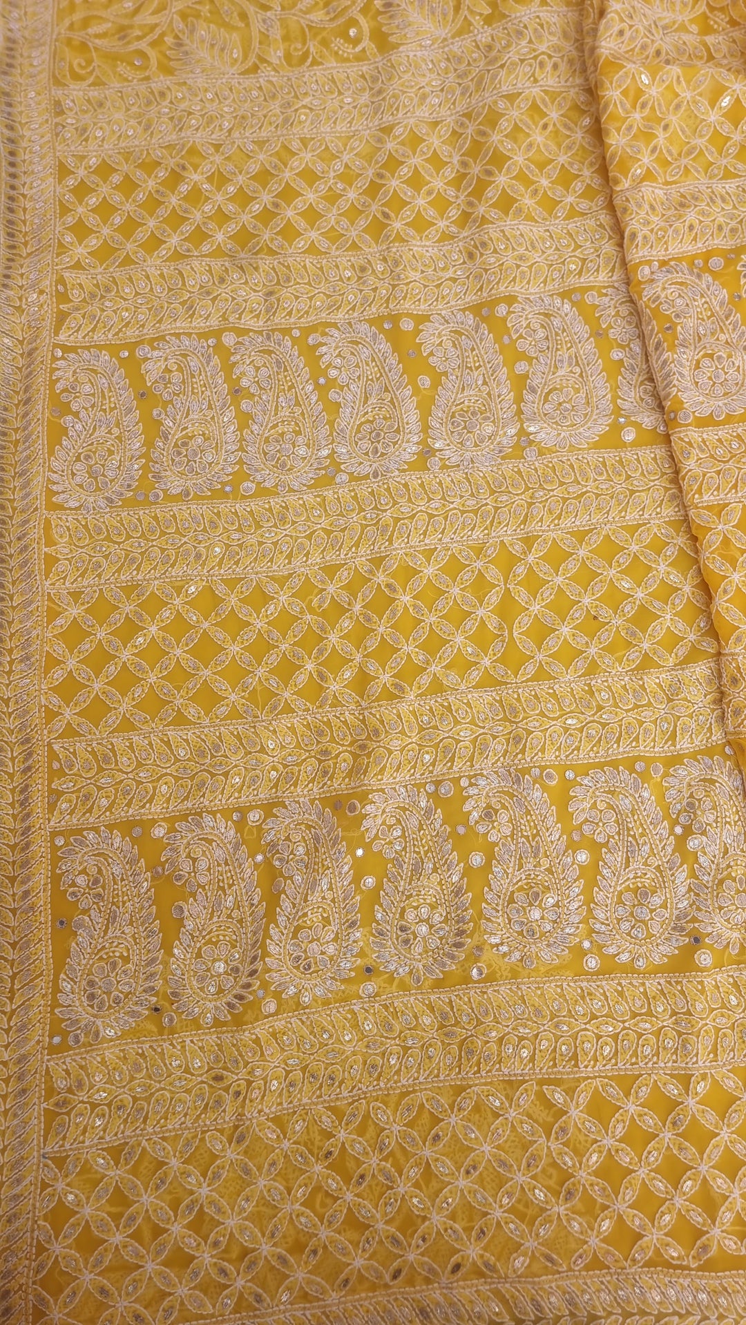 Georgette Chikankari Saree - yellow