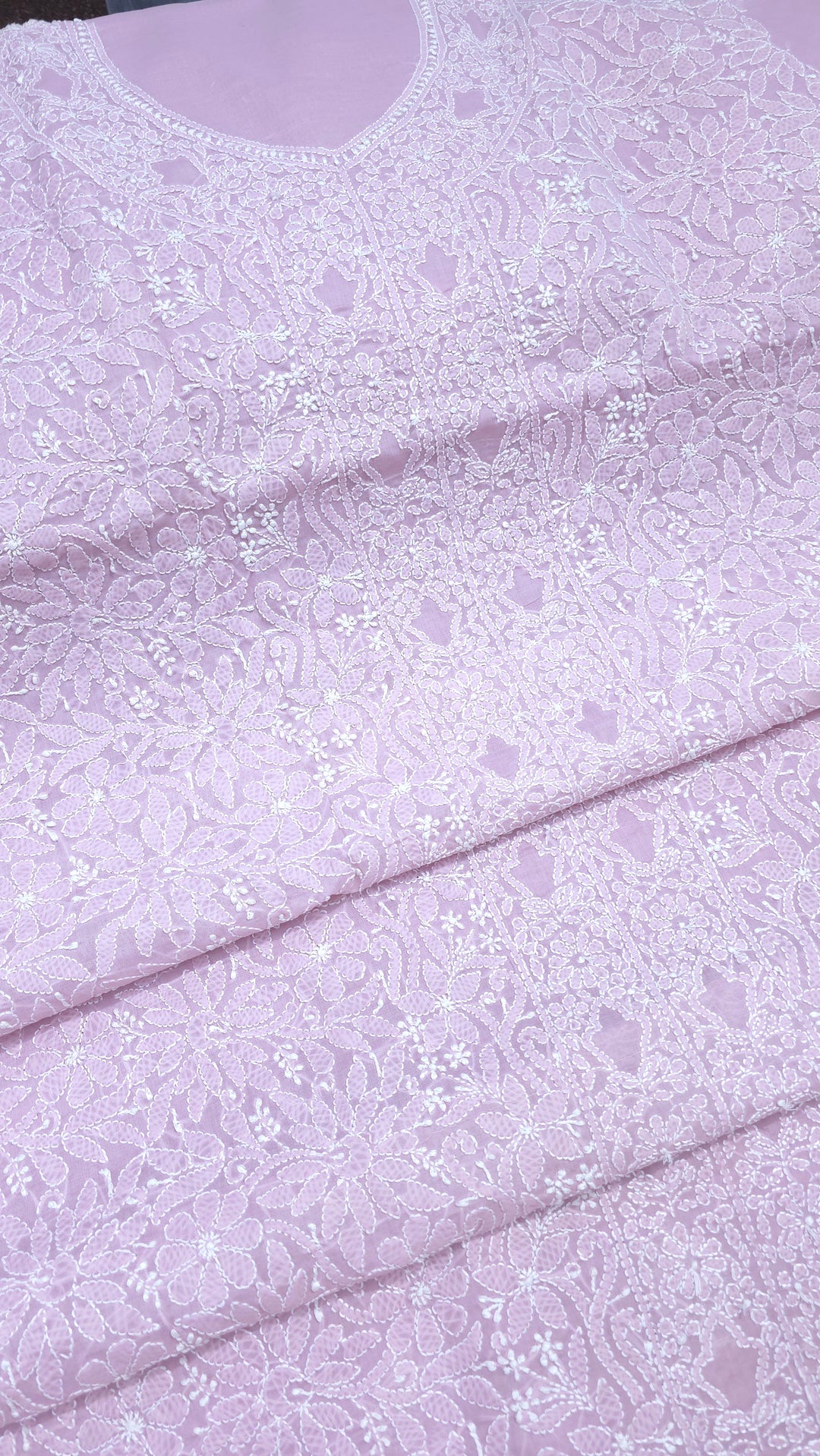 " Lucknowi Chikankari Unstitched Cotton Suit Set – Kurta, Bottom & Dupatta by Paridhan Chikan"