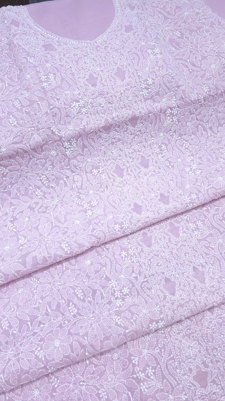 " Lucknowi Chikankari Unstitched Cotton Suit Set – Kurta, Bottom & Dupatta by Paridhan Chikan"