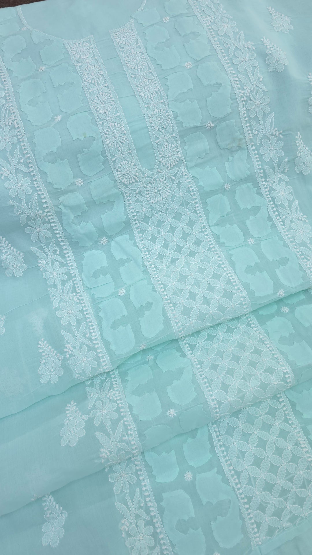 Darz Lucknowi Chikankari  Dress Material – Handmade Cotton Suit with Chiffon Dupatta