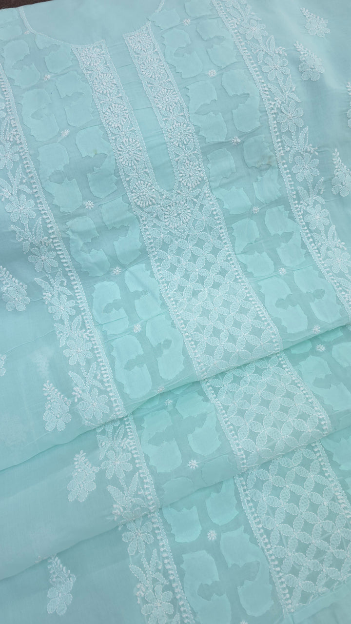 Darz Lucknowi Chikankari  Dress Material – Handmade Cotton Suit with Chiffon Dupatta