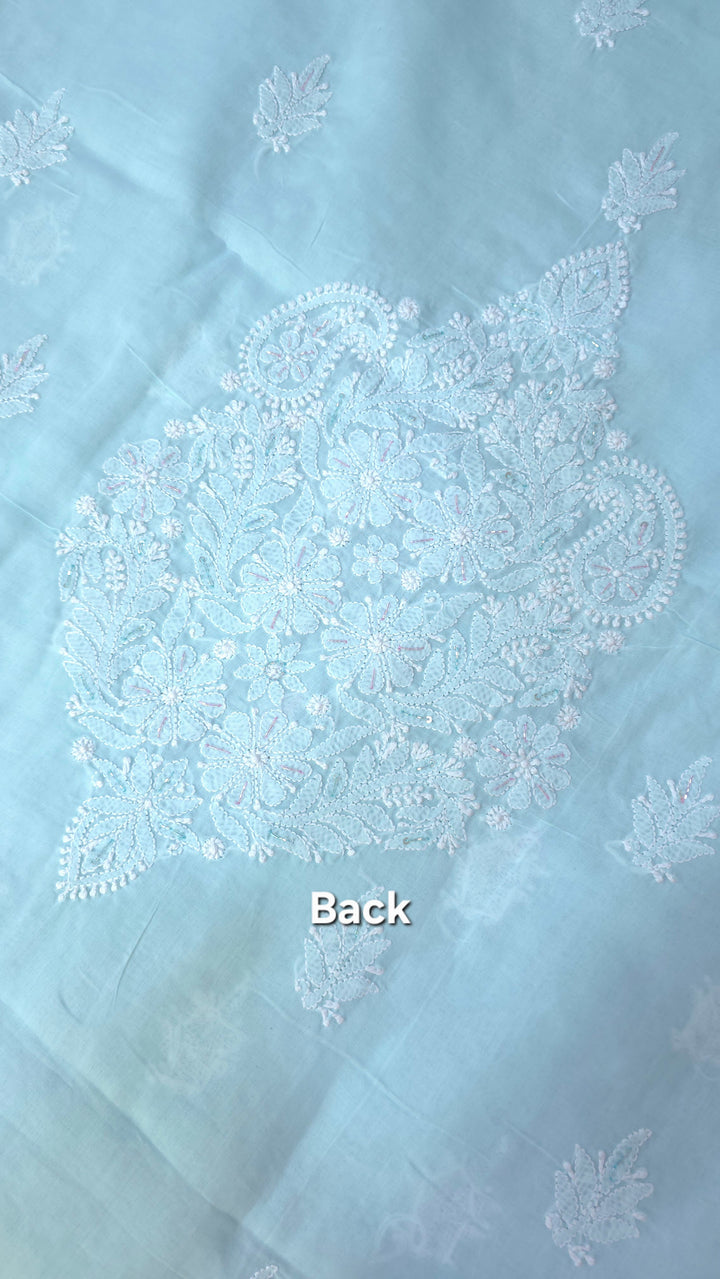 Afreen Premium Hand Embroidered Chikankari Cotton Unstitched Dress Material with Pure Chiffon Dupatta