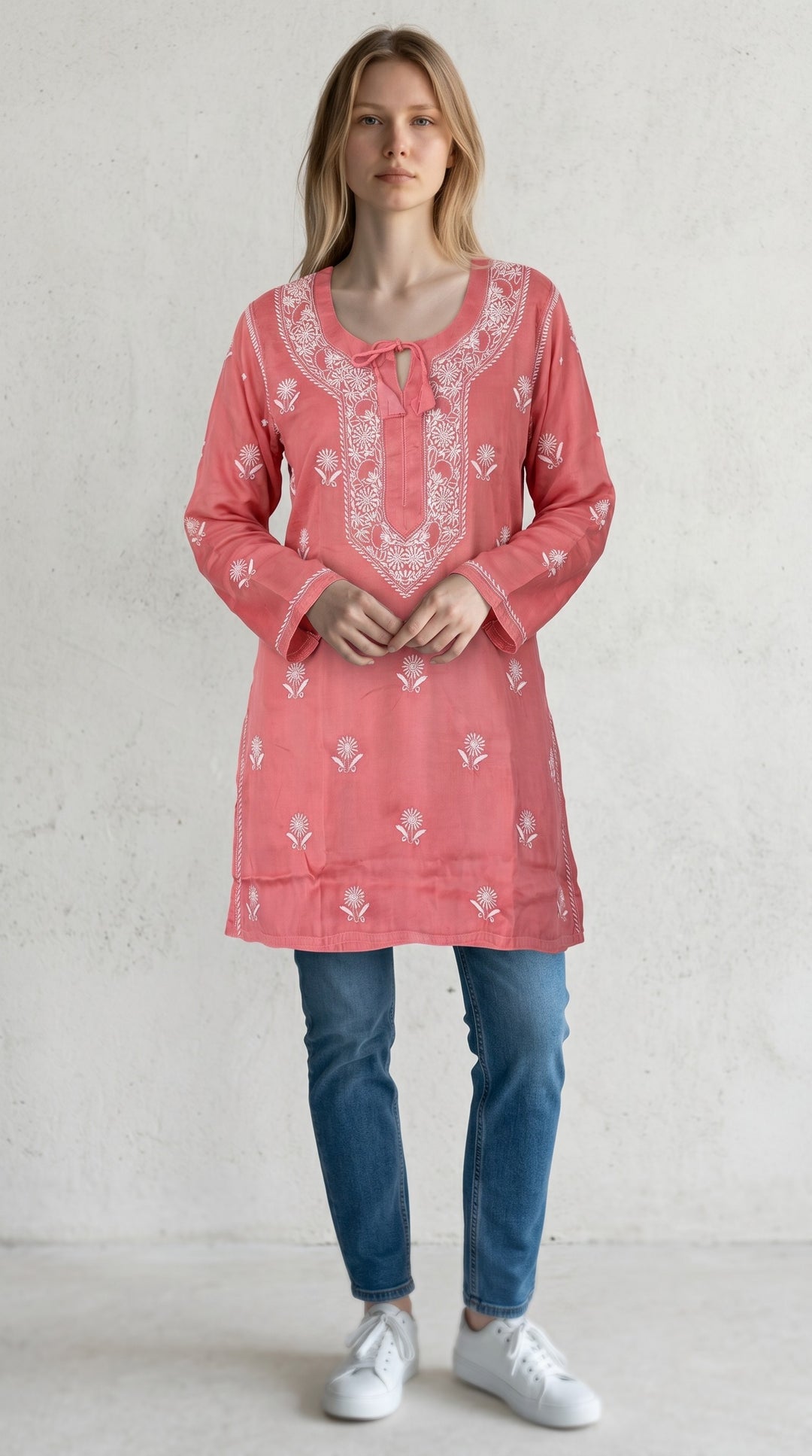 Women's Modal Satin Chikankari Top – Authentic 2 Taar Hand Embroidery
