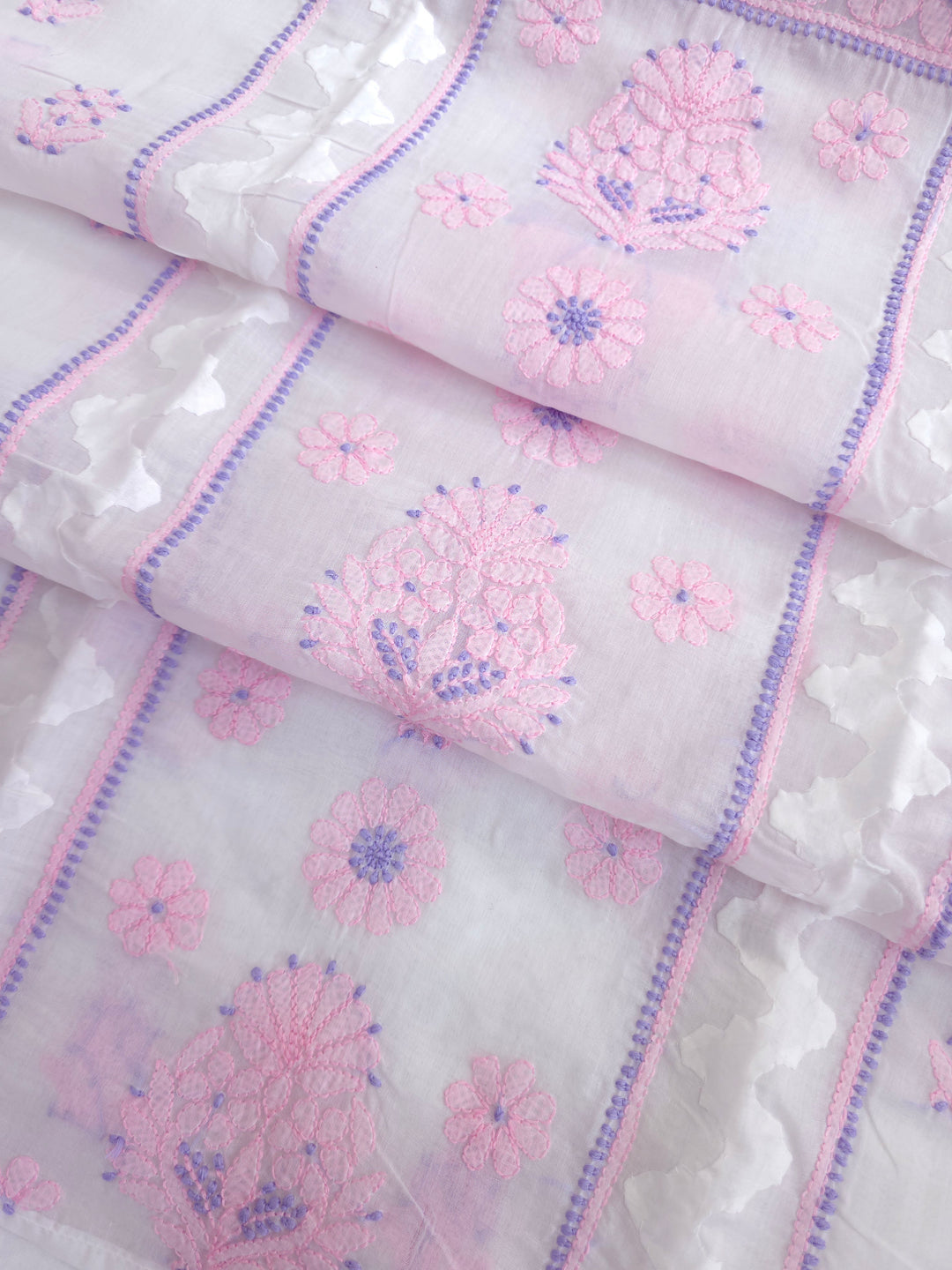 Darz Lucknowi Chikankari  Dress Material – Handmade Cotton Suit with Chiffon Dupatta