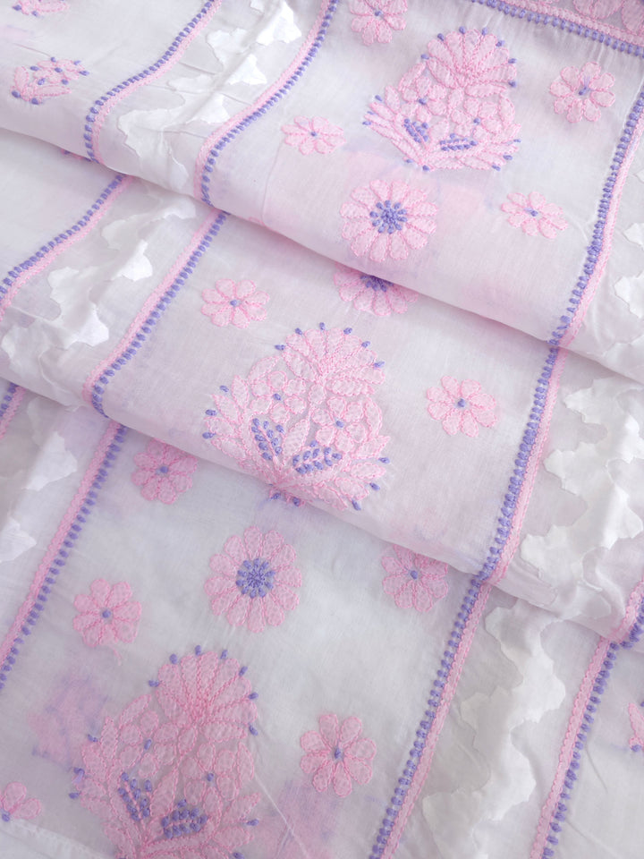 Darz Lucknowi Chikankari  Dress Material – Handmade Cotton Suit with Chiffon Dupatta