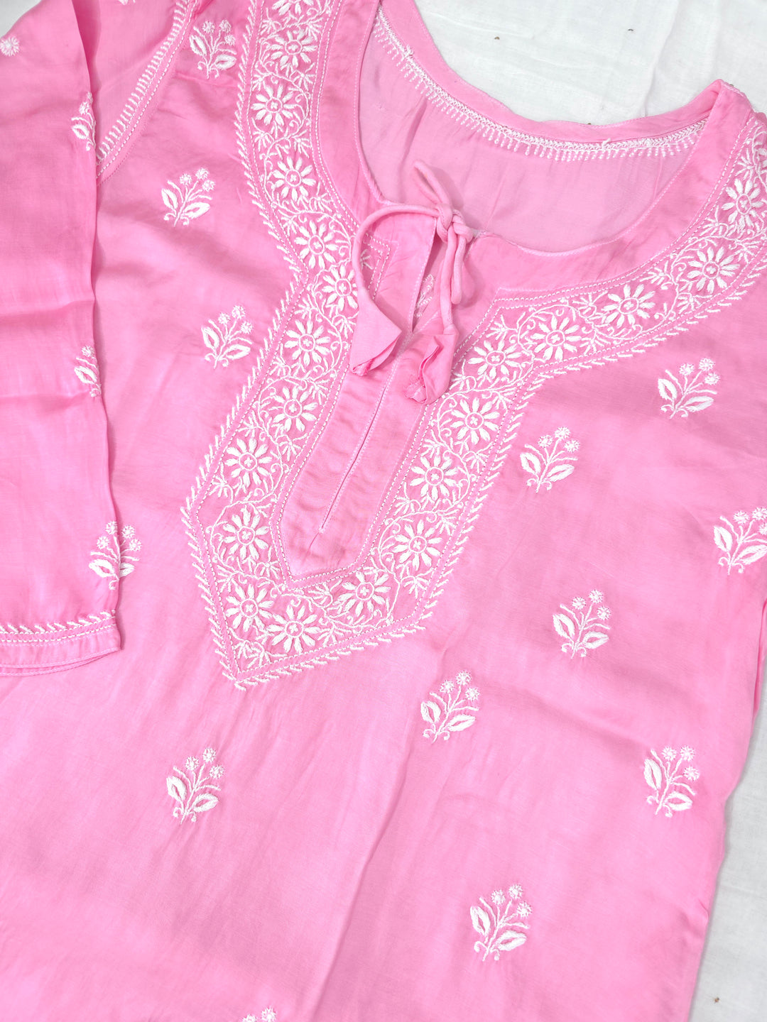 Women's Modal Satin Chikankari Top – Authentic 2 Taar Hand Embroidery