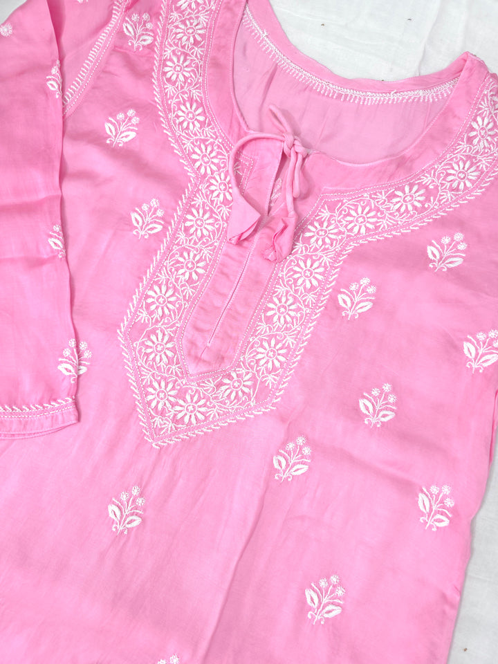 Women's Modal Satin Chikankari Top – Authentic 2 Taar Hand Embroidery