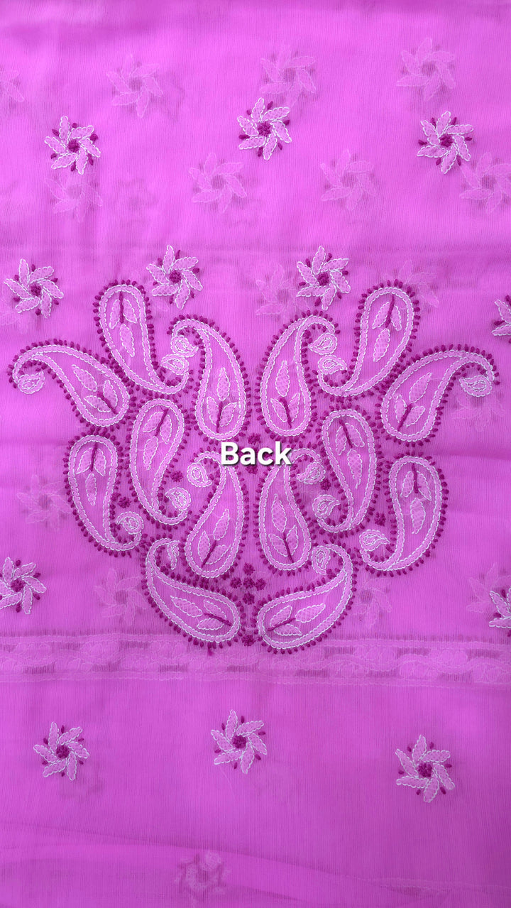Lucknowi Georgette Chikankari Dress Material – Hand Embroidery Kurta, Bottom & Dupatta | Festive Queen Shades