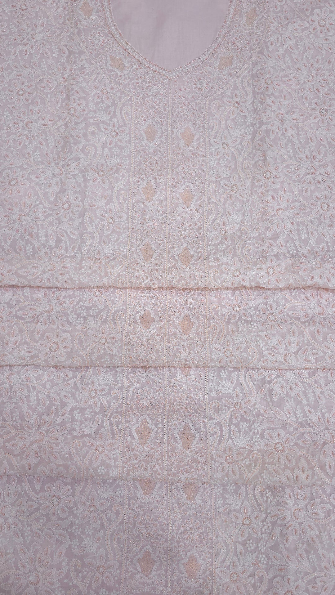 Paridhan Chikan Cotton Chikankari Unstitched Dress Material – 3 Pc Suit Set with Hand Embroidery & Pearl Work in Every Motif