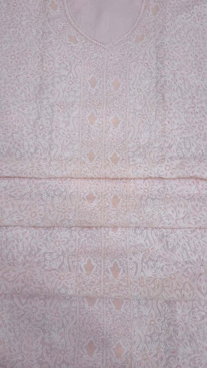 Paridhan Chikan Cotton Chikankari Unstitched Dress Material – 3 Pc Suit Set with Hand Embroidery & Pearl Work in Every Motif