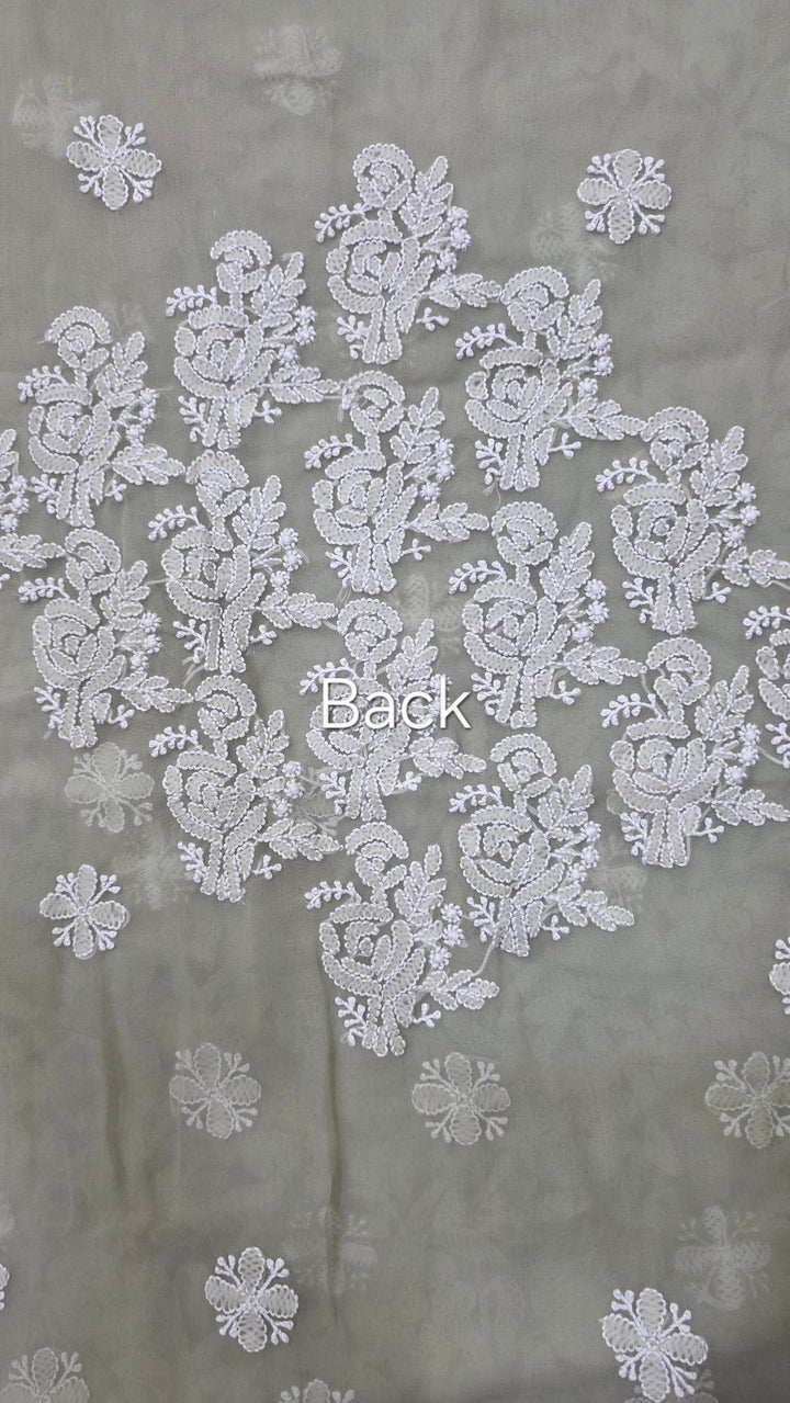 Lucknowi Georgette Chikankari Dress Material – Hand Embroidery Kurta, Bottom & Dupatta | Festive Queen Shades