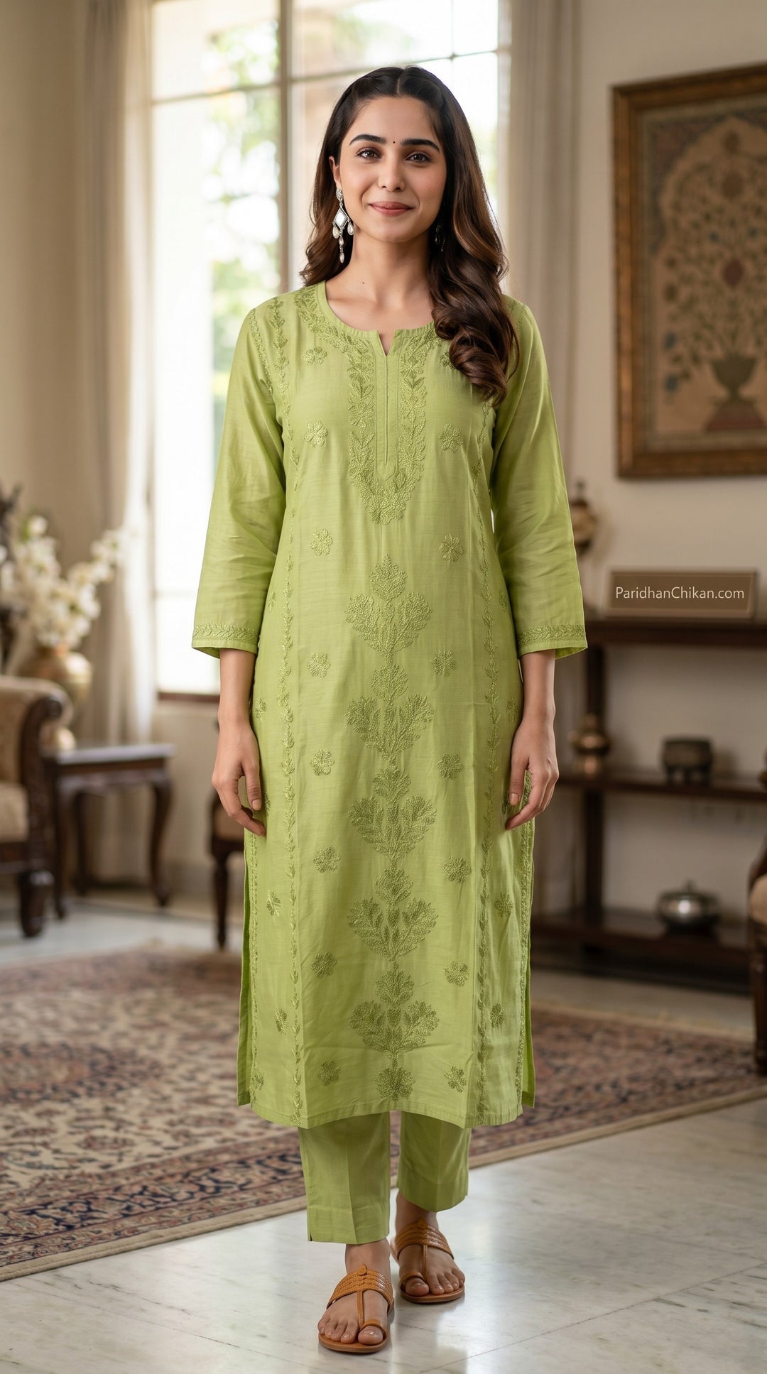 Sharvari Chikankari Chanderi Ombre Dyed Long Kurta for Women | Soft Non-Transparent | Lucknowi Chikankari | Paridhan Chikan (Copy)