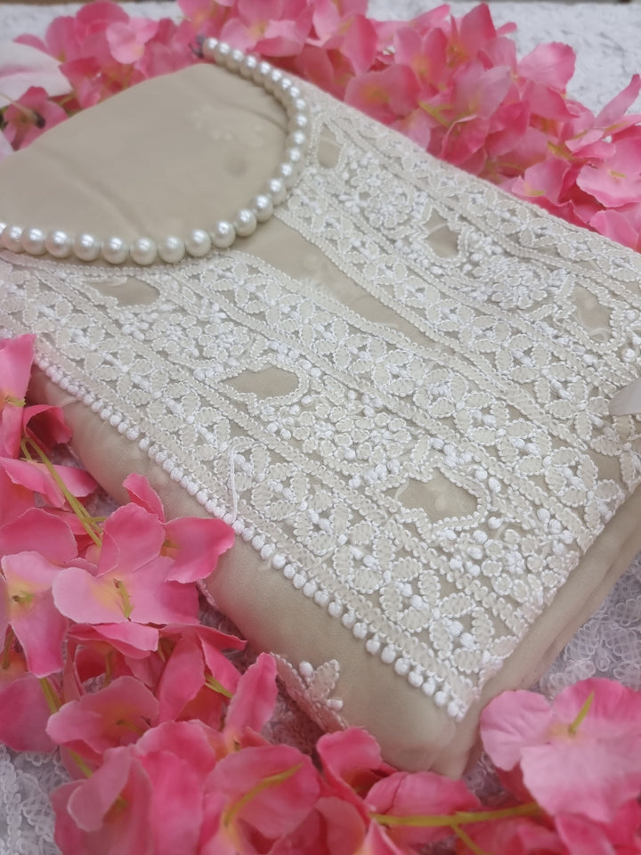Lucknowi Georgette Chikankari Dress Material – Hand Embroidery Kurta, Bottom & Dupatta | Festive Queen Shades