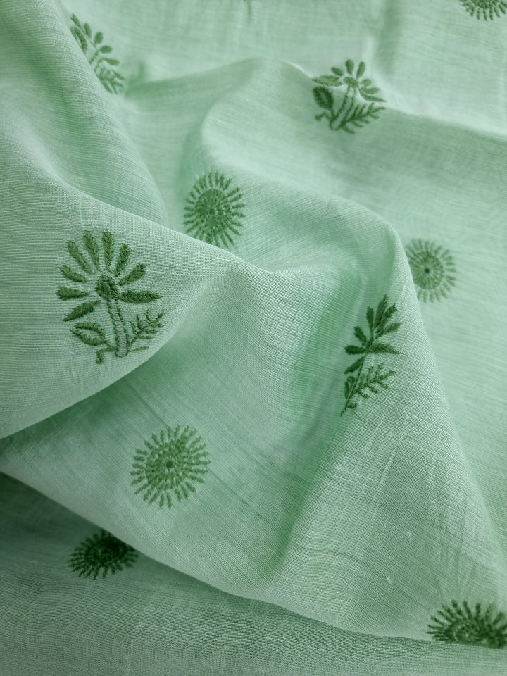 Soft Green Color Chanderi Hand Embroidered 2-Taar Chikankari Kurta & Dupatta Set | Paridhan Chikan