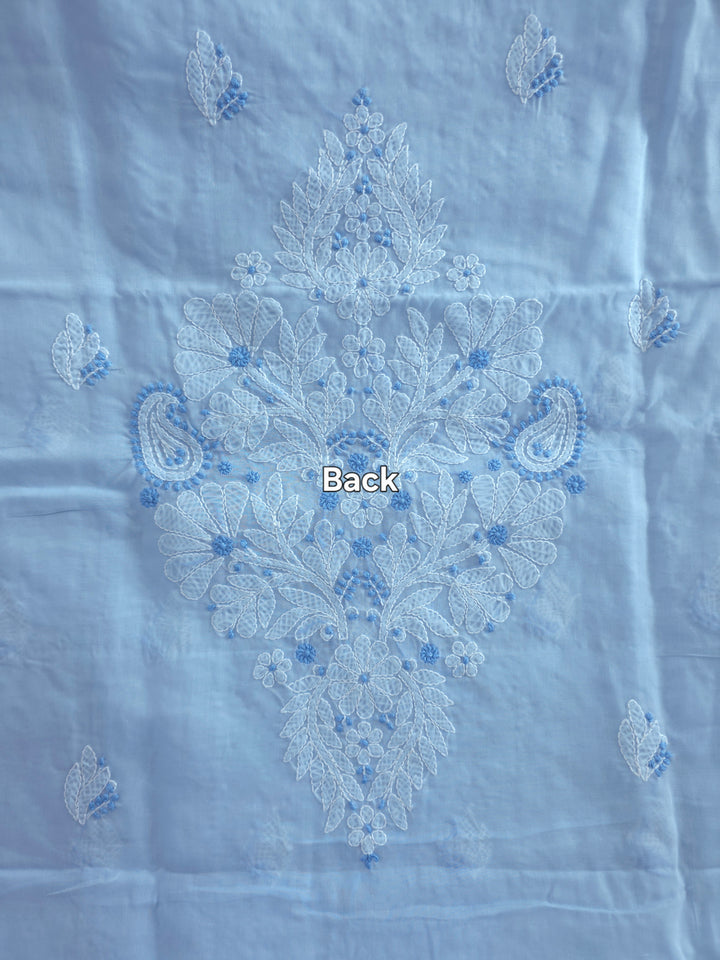 Darz Lucknowi Chikankari  Dress Material – Handmade Cotton Suit with Chiffon Dupatta