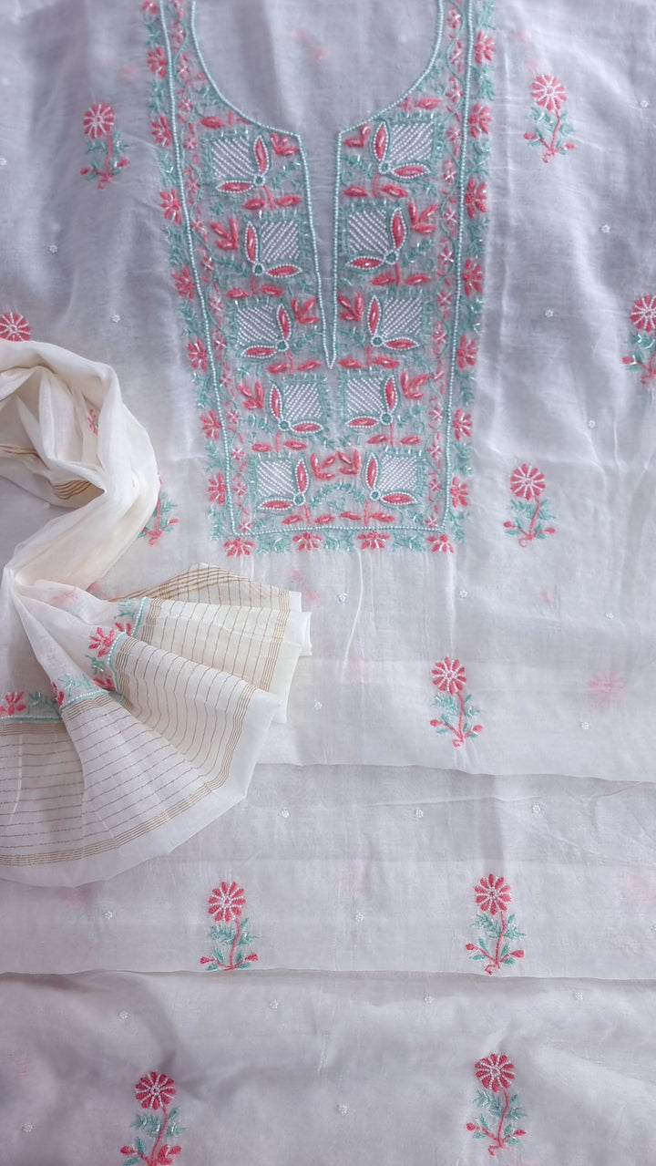 Embellished  Mulmul dress material