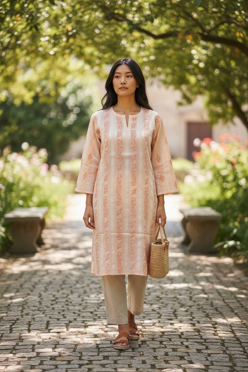 Soft Cotton Chikankari Hand Embroidered Kurti for Women | Premium Soft & Non-Transparent Fabric | 36 Inch Length | Lucknowi Chikan Kurta