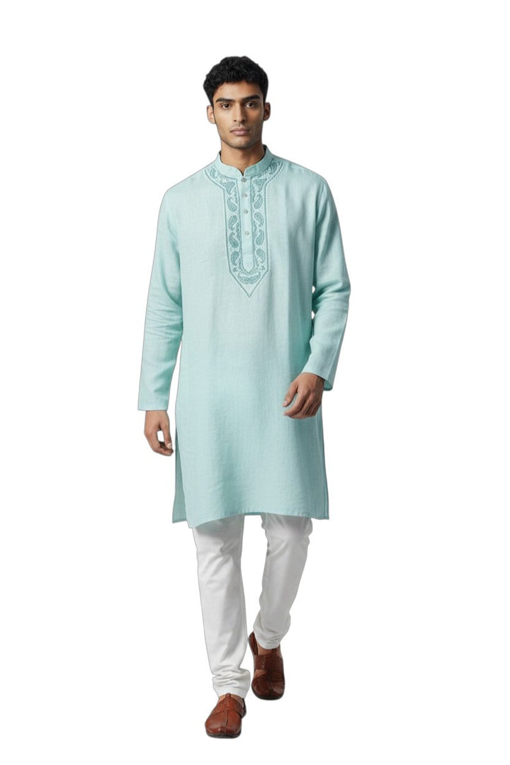 Mahir Cotton linen hand embroidered Men's chikankari kurta
