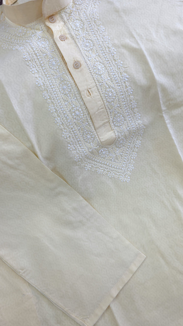 Brasso Cotton hand embroidered Men's chikankari kurta