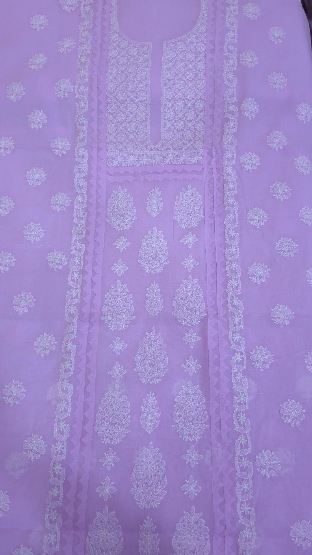 Darz Lucknowi Chikankari  Dress Material – Handmade Cotton Suit with Chiffon Dupatta