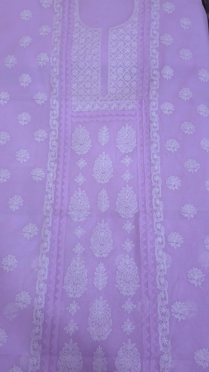 Darz Lucknowi Chikankari  Dress Material – Handmade Cotton Suit with Chiffon Dupatta