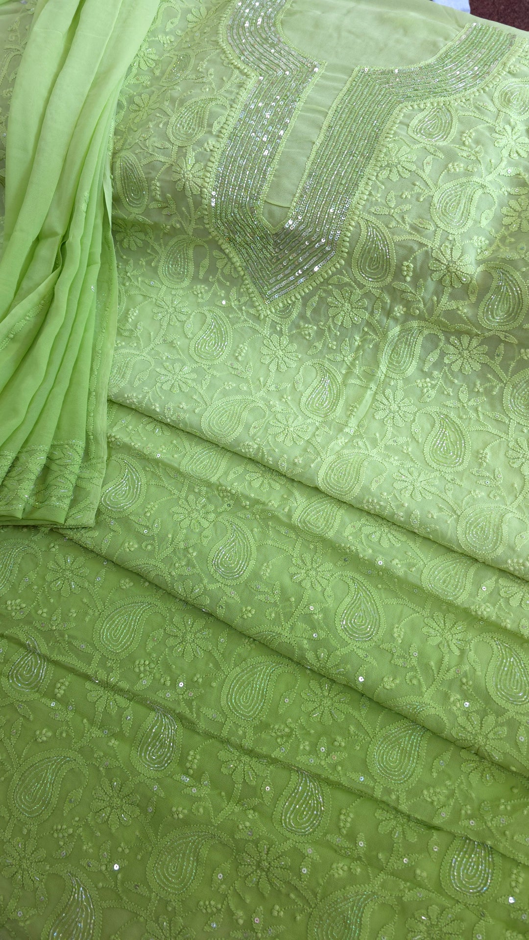 Pure Georgette Viscose Chikankari Dress Material | Paridhan
