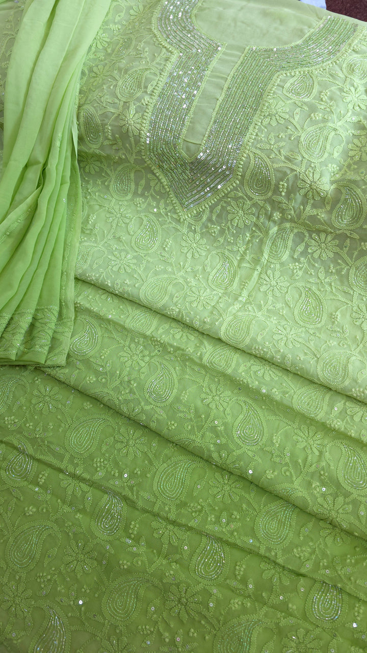 Pure Georgette Viscose Chikankari Dress Material | Paridhan