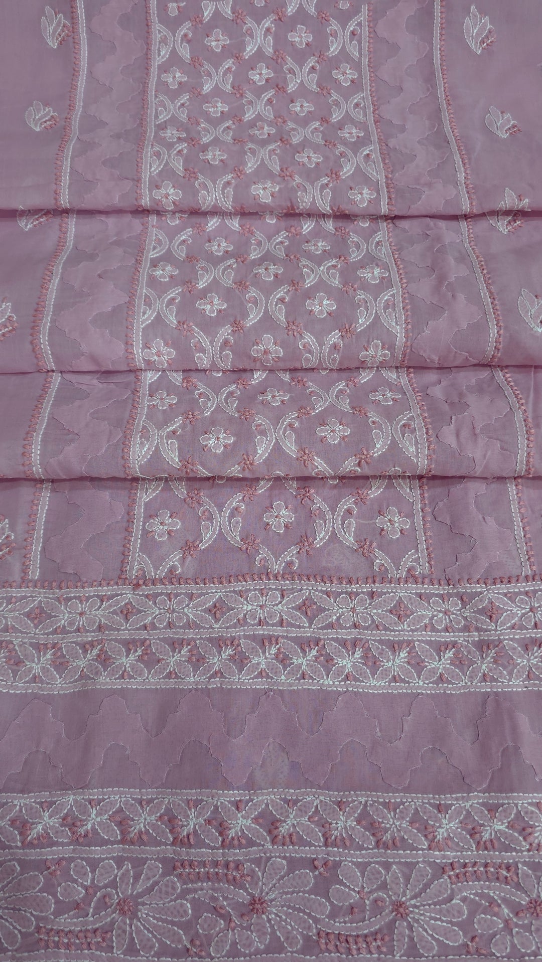 Darz Lucknowi Chikankari  Dress Material – Handmade Cotton Suit with Chiffon Dupatta