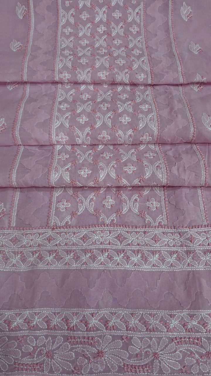 Darz Lucknowi Chikankari  Dress Material – Handmade Cotton Suit with Chiffon Dupatta